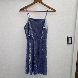 Y2K Babydoll Velvet Mini Fairy Dress Womens S Blue Velvet 90s